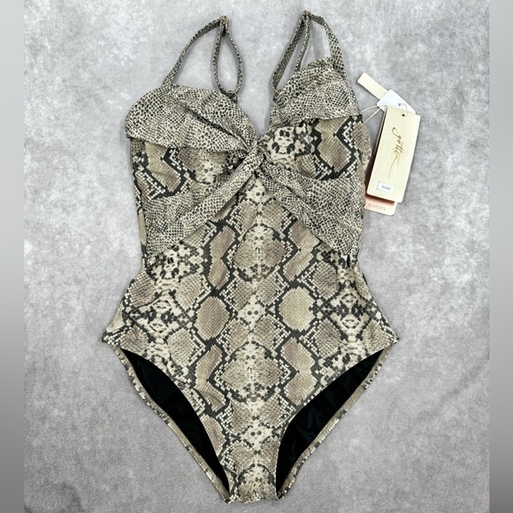 Gottex Printed V Neck One Piece Swimsuit Size 6 - Picture 5 of 8